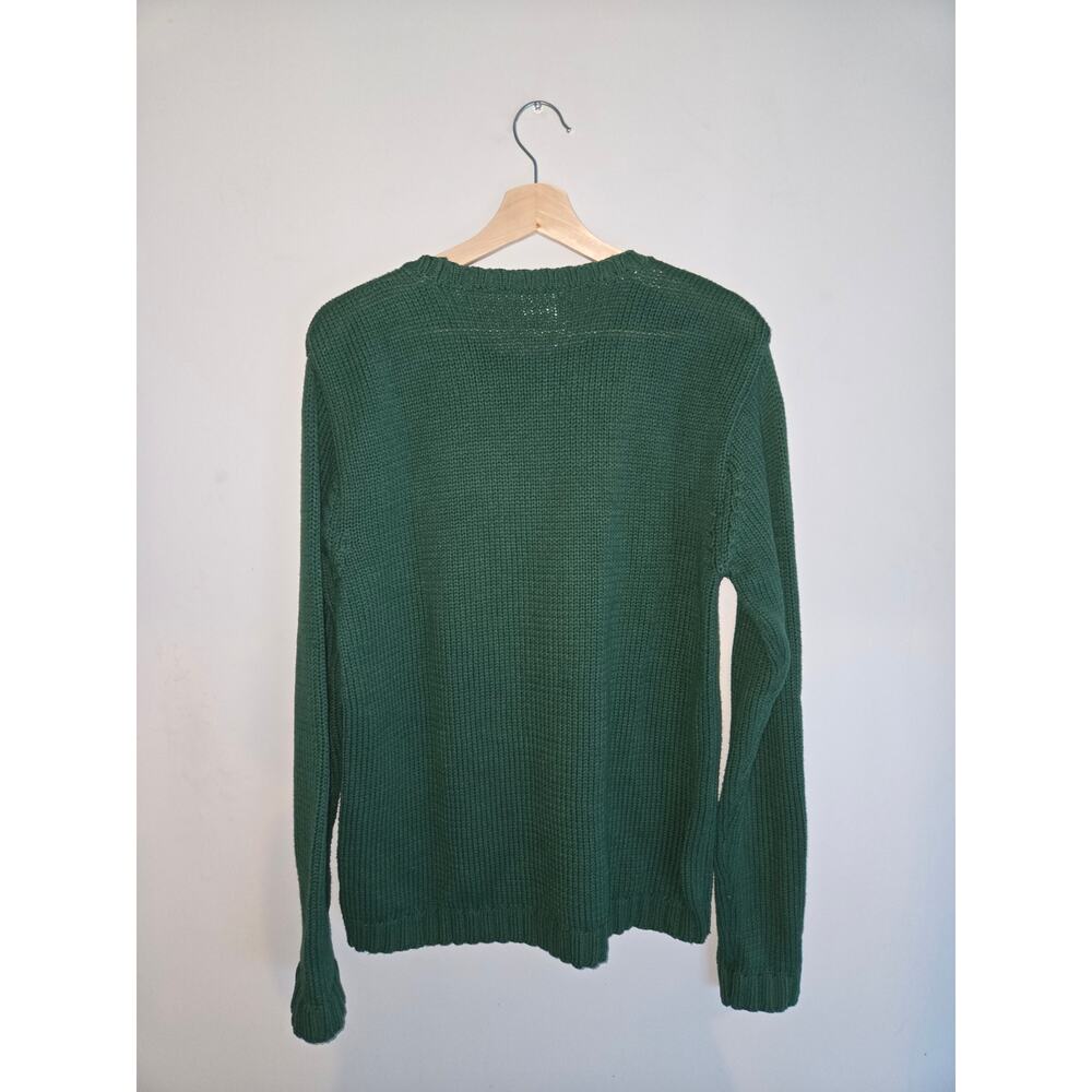 Vintage Disney Mickey Mouse Festive Sweater Green Cotton Blend M Park Style Knit - Picture 8 of 11